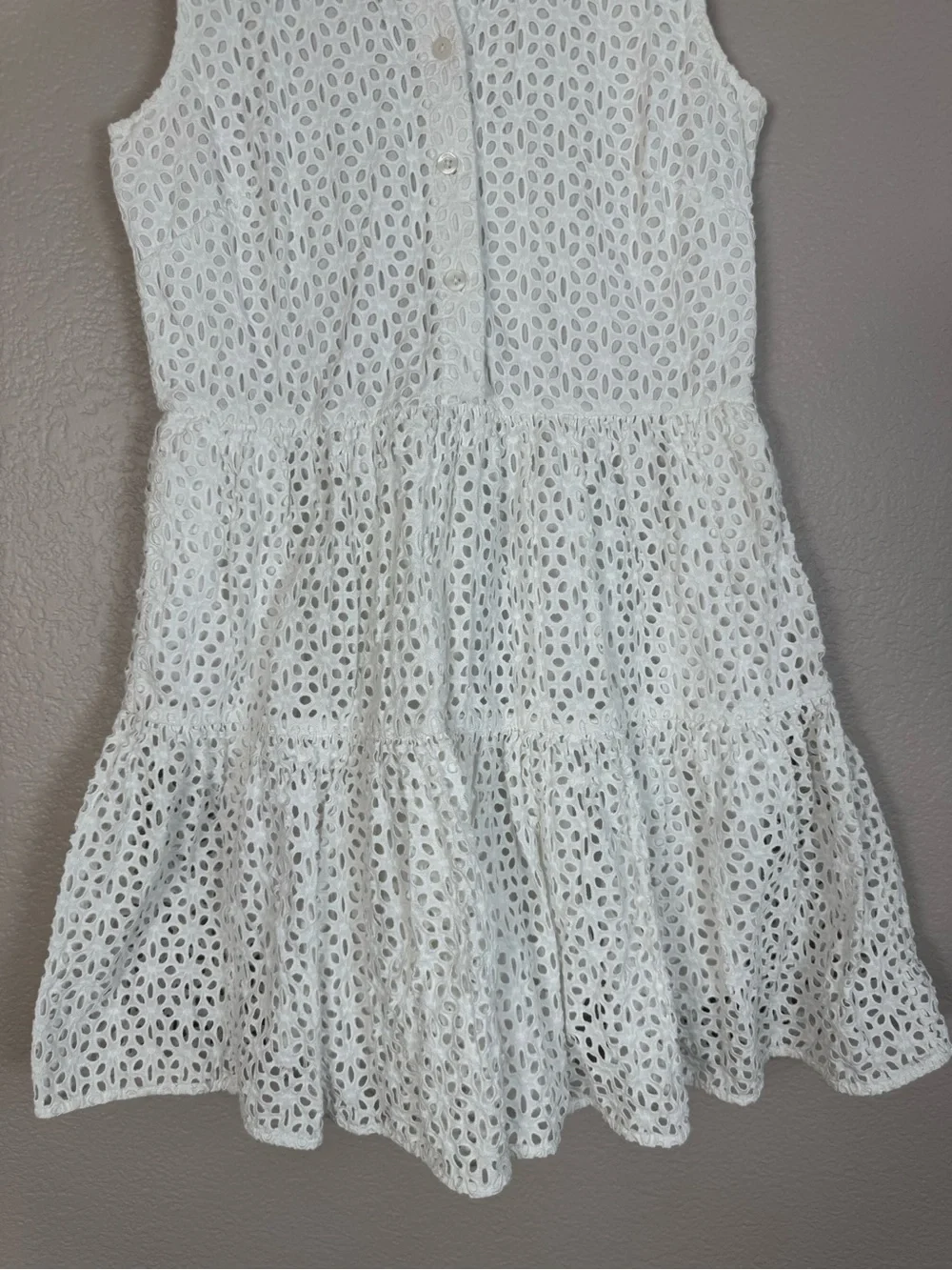 Kate Spade New York Eyelet Shirt Dress White Cotton XS $349 Lace Mini Preppy